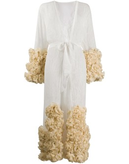 rose-appliqué lace dressing gown