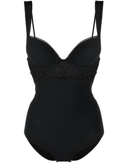 floral lace panel sleeveless bodysuit