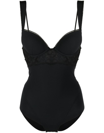 floral lace panel sleeveless bodysuit