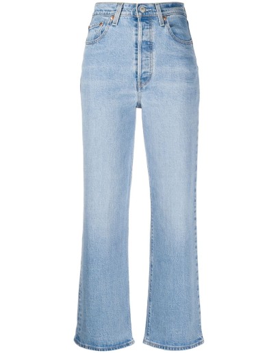 high rise straight-leg jeans