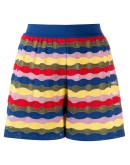 embroidered colour-block shorts