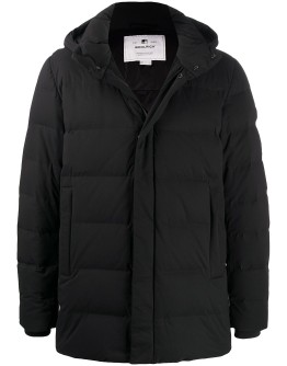 logo embroidered padded coat