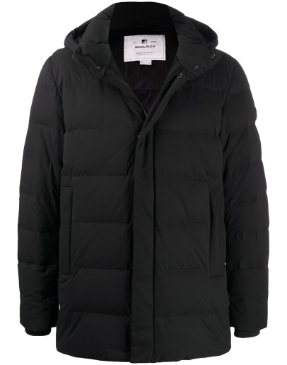 logo embroidered padded coat