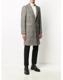 monochrome check single-breasted coat