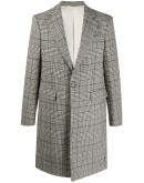 monochrome check single-breasted coat
