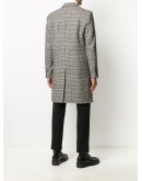 monochrome check single-breasted coat
