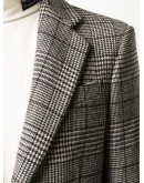 monochrome check single-breasted coat