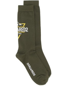 intarsia-knit logo socks