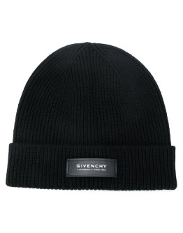 ribbed logo patch beanie