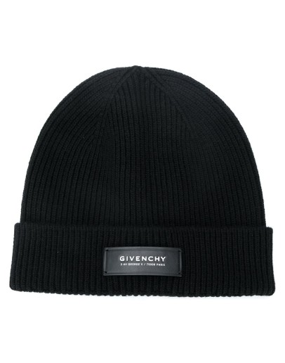 ribbed logo patch beanie