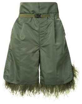 feather trimmed knee-length shorts