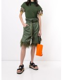 feather trimmed knee-length shorts