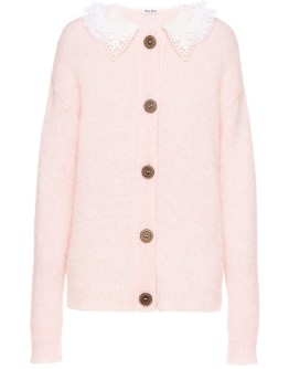 broderie anglaise scalloped collar cardigan