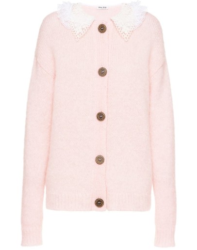 broderie anglaise scalloped collar cardigan