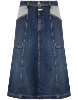 knee-length denim skirt