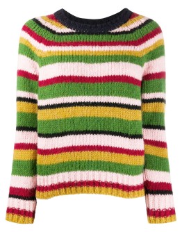 multi-stripe crewneck jumper