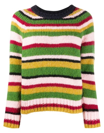 multi-stripe crewneck jumper