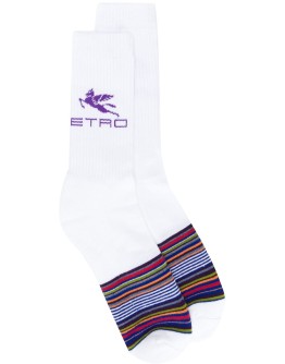 striped logo-print socks