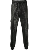 textured drawstring waist track pants