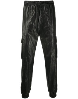 textured drawstring waist track pants