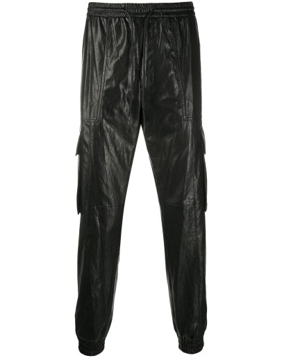 textured drawstring waist track pants