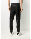 textured drawstring waist track pants