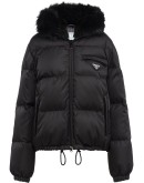 padded parka jacket with enamel triangle logo