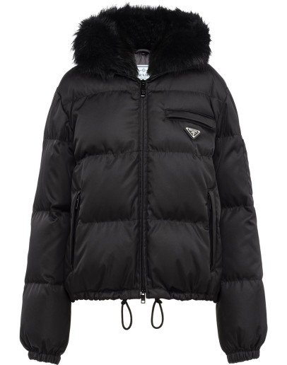 padded parka jacket with enamel triangle logo