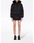 padded parka jacket with enamel triangle logo