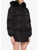padded parka jacket with enamel triangle logo