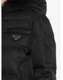 padded parka jacket with enamel triangle logo