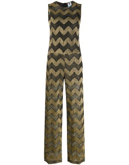 chevron-print long jumpsuit  