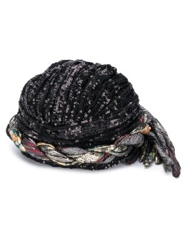 sequin-embellished braided hat