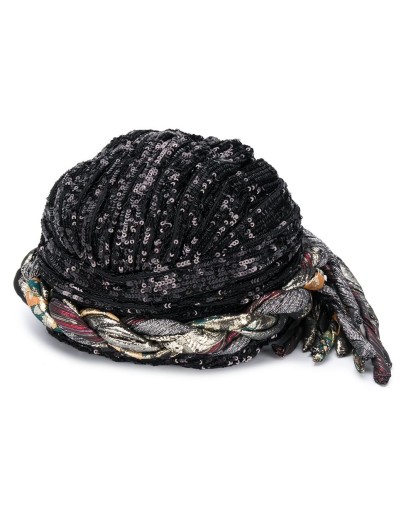 sequin-embellished braided hat