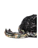 sequin-embellished braided hat