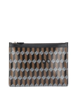 monogram-print clutch