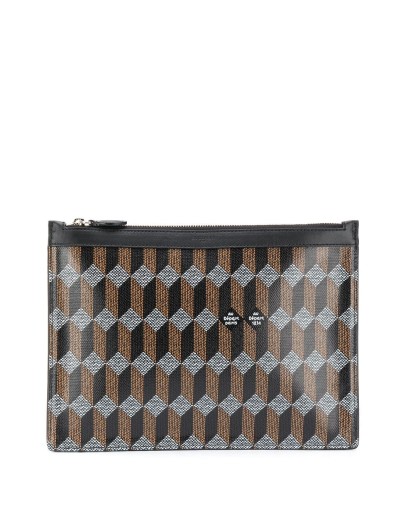 monogram-print clutch