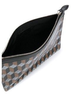 monogram-print clutch