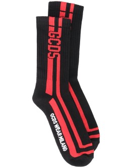 intarsia logo knit socks