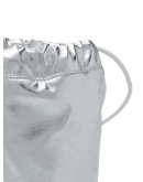 silver drawstring bucket bag