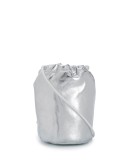 silver drawstring bucket bag
