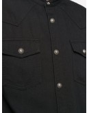 collarless logo-print shirt
