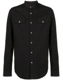 collarless logo-print shirt