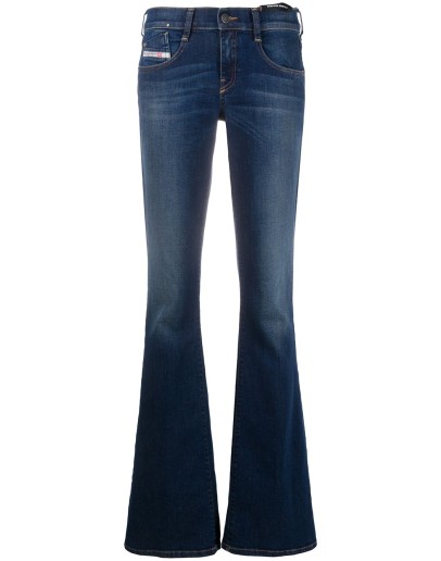 low-rise flared jeans