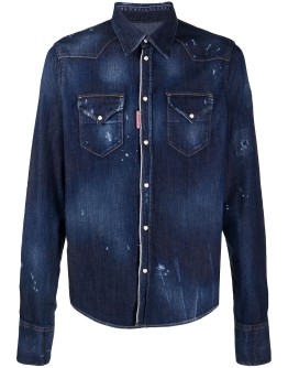 distressed denim shirt