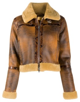 contrast trim aviator jacket