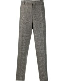 check print straight leg trousers