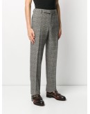check print straight leg trousers