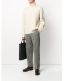 check print straight leg trousers