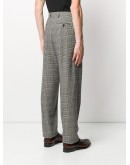 check print straight leg trousers